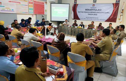 Rakor dan rekapitulasi DPB bagian bulan September 2022 di kantor KPU Pacitan dengan melibatkan sejumlah stakeholder terkait.